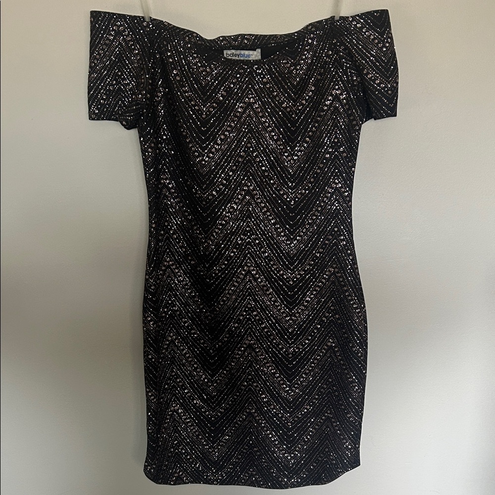 Bailey Blue Black and Silver Mini Dress